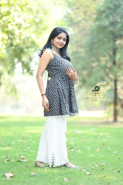 Block Black Hand Printed Peplum