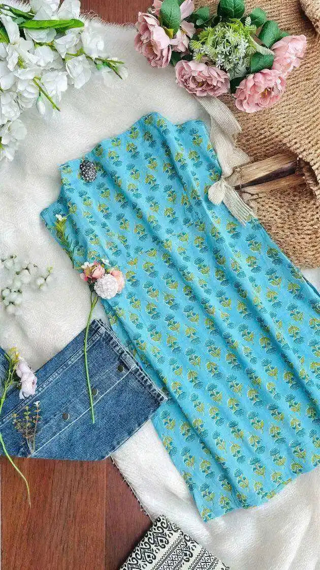 Blue Block Jaipuri Rangriti Budget Kurta