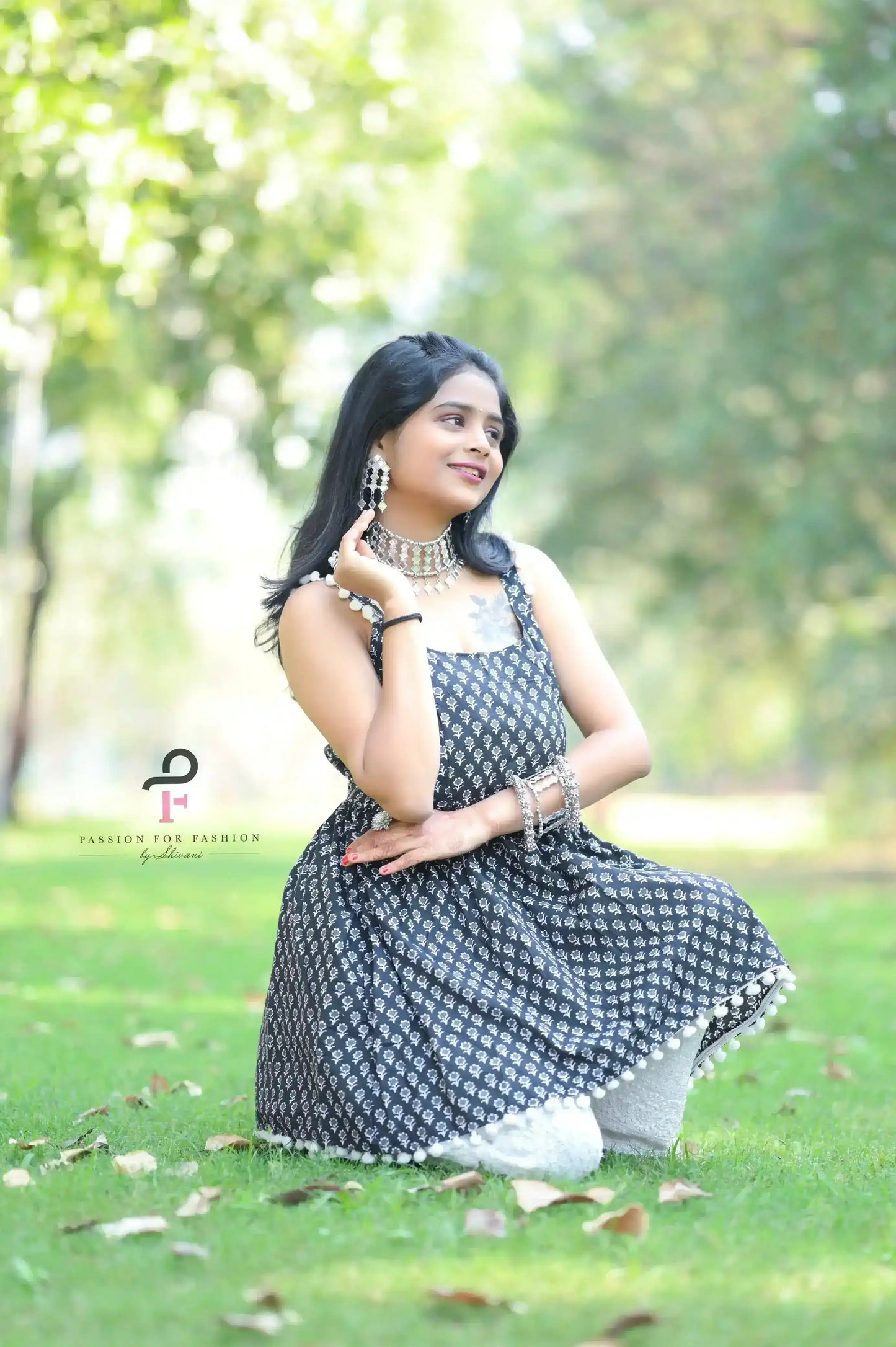 Block Black Hand Printed Peplum