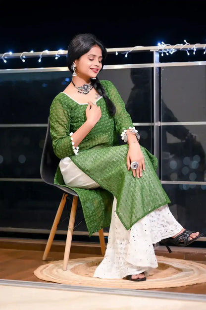 Emerald Green Gulnaz Embroidered Kurta