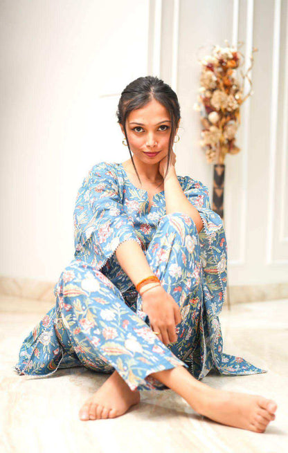 Kalamkari Blue Jaipuri Loungewear
Set!