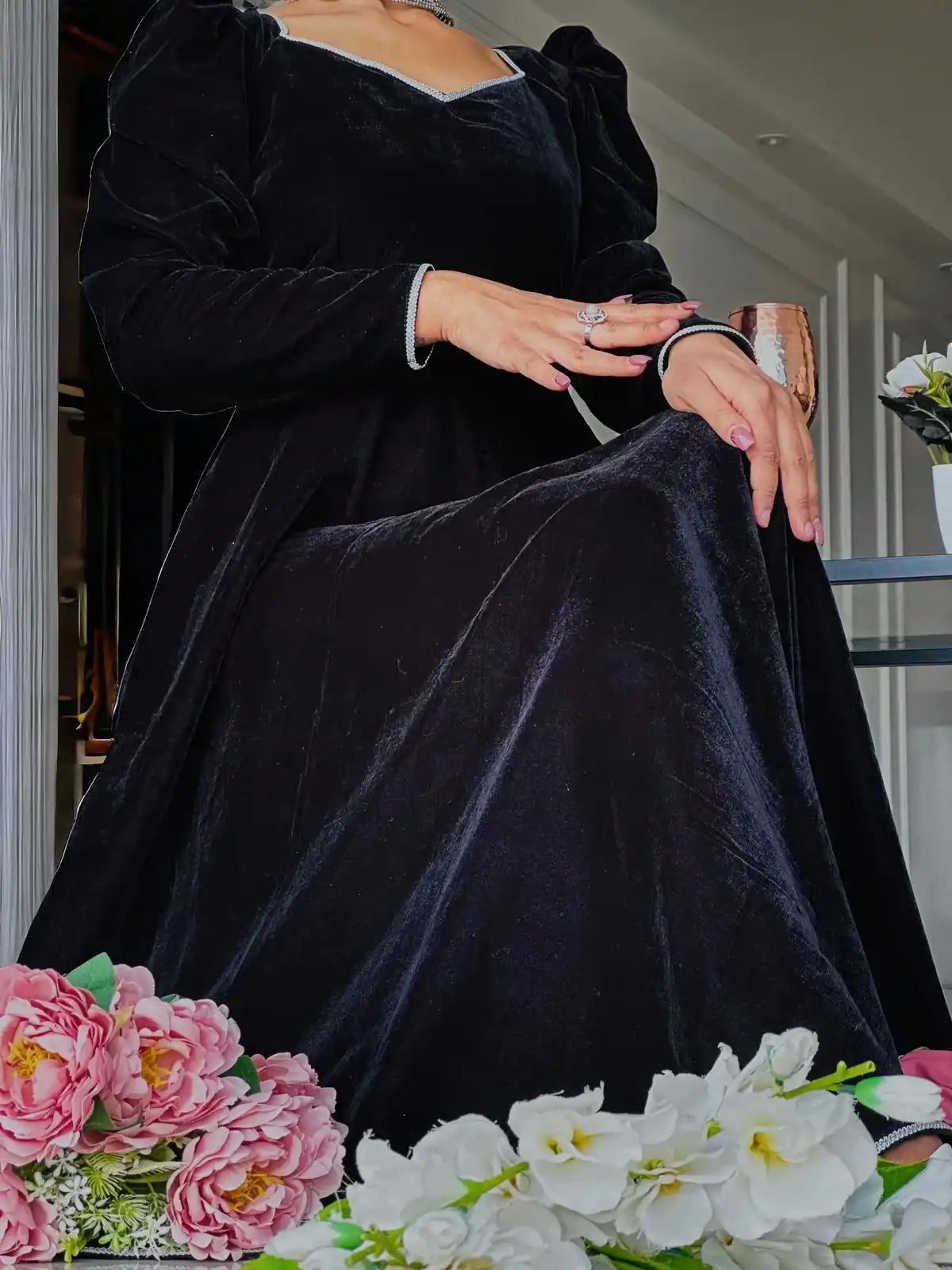 Scarlet Black Velvet Twirl Dress