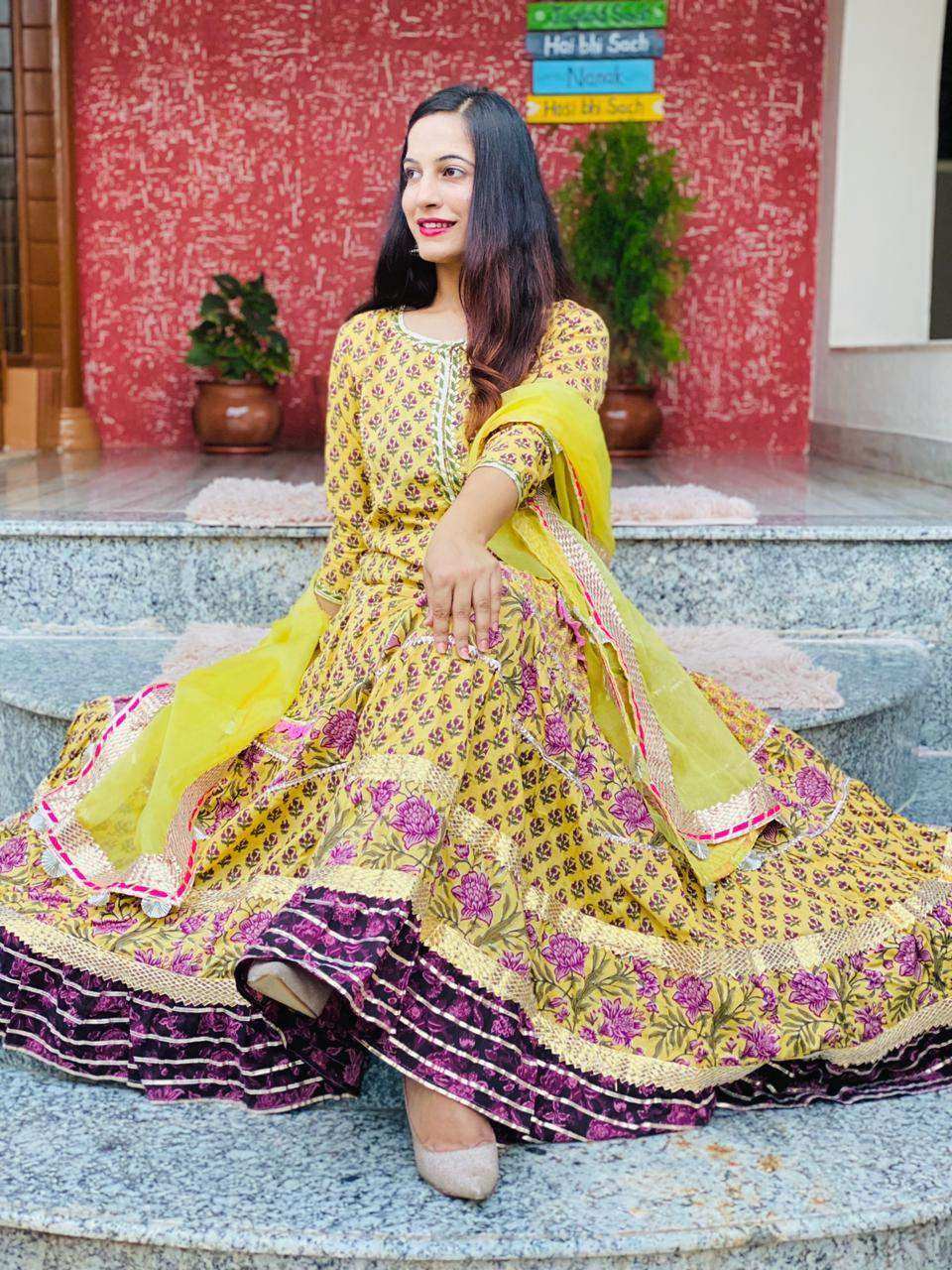 Blush Yellow Meher Skirt Kurta Set