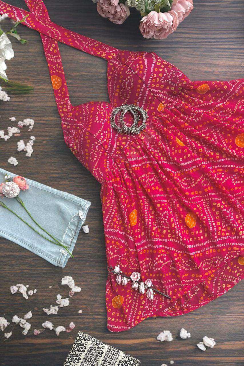 Naveli’s Pink Bandhej Peplum Top