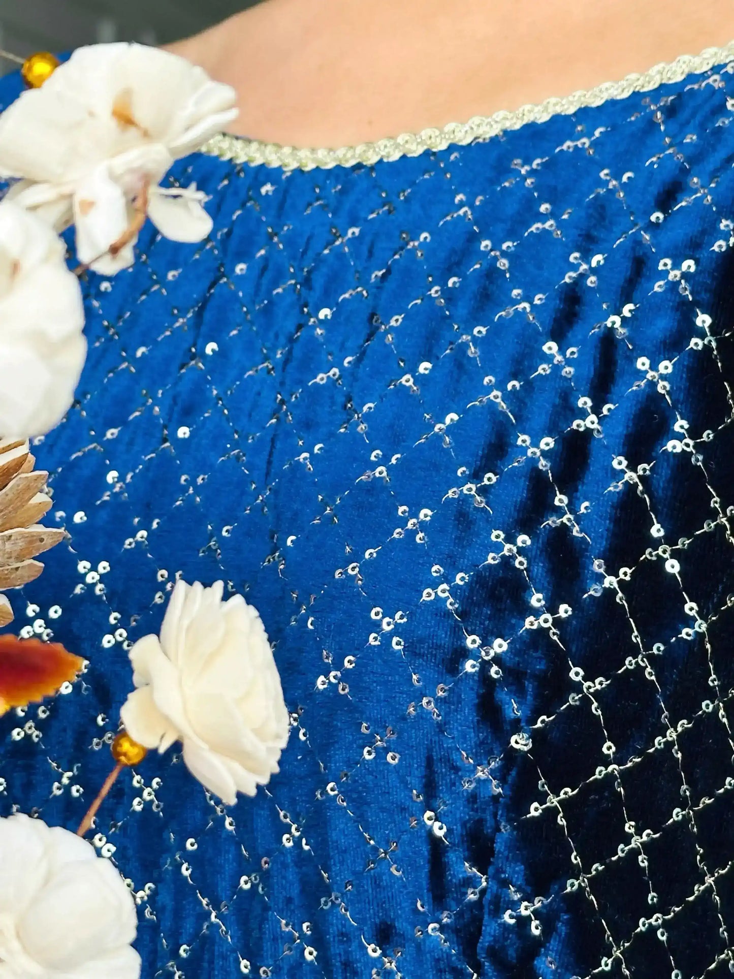 Twilight Blue Velvet Gulnaz Kurta
