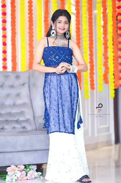 Shimmer Blue Gulnaz Embroidered Kurta