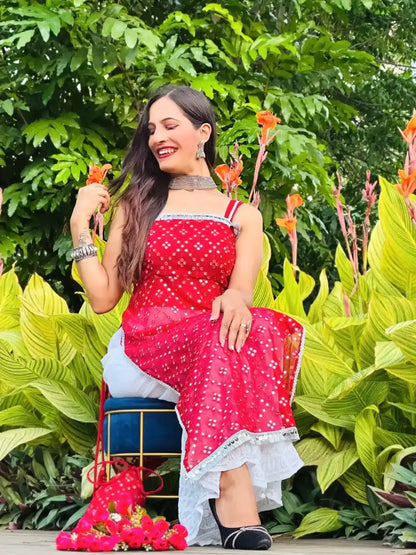 Swati's Scarlet Maroon Mirror Gulnaz Kurta