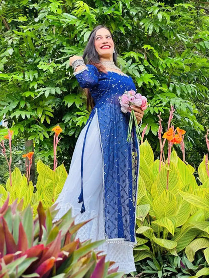 Royal Blue Mirror Gulnaz Kurta