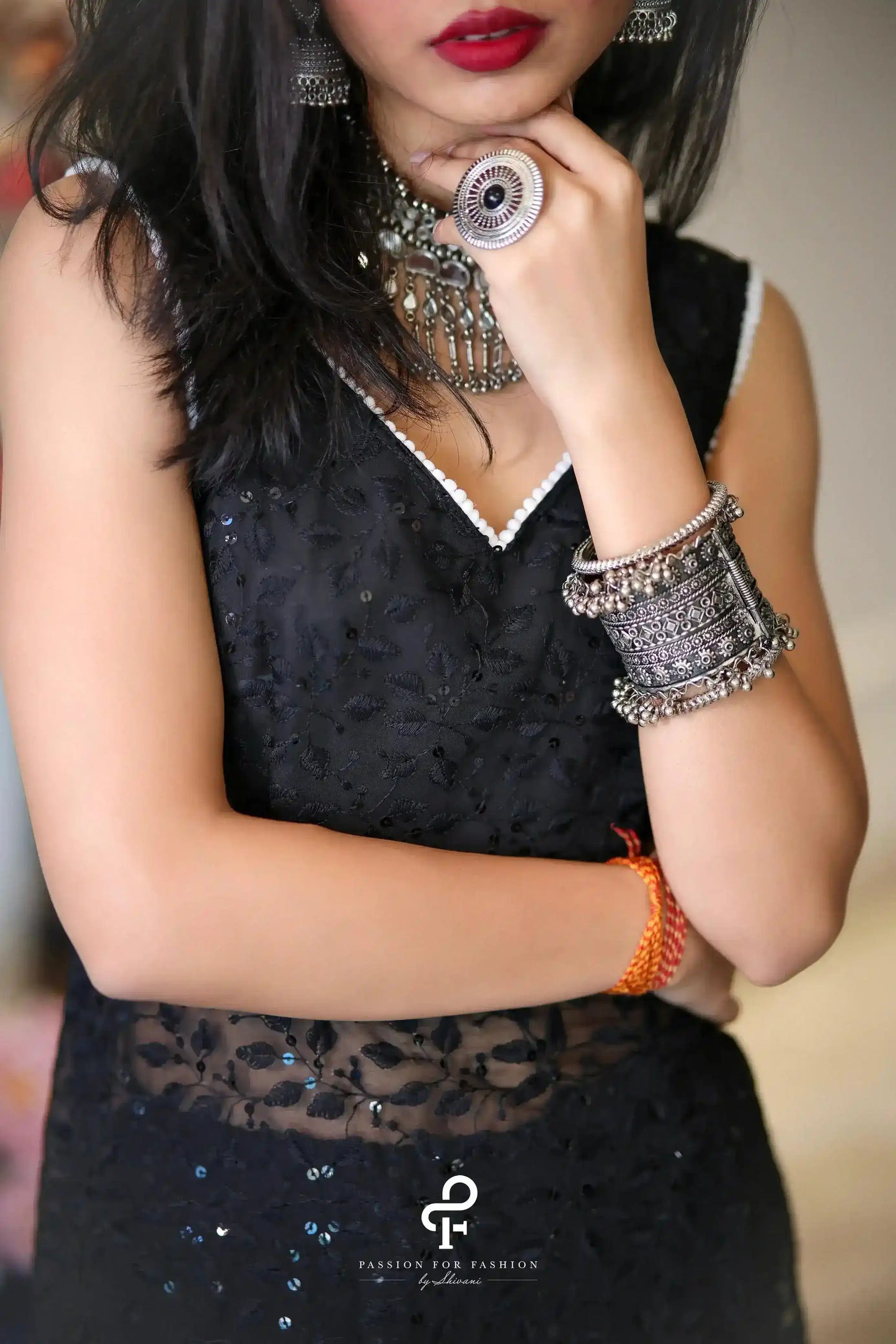 Sooty Black Embroidered Gulnaz Kurta