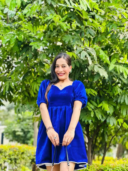 Royal Sapphire Velvet Dress