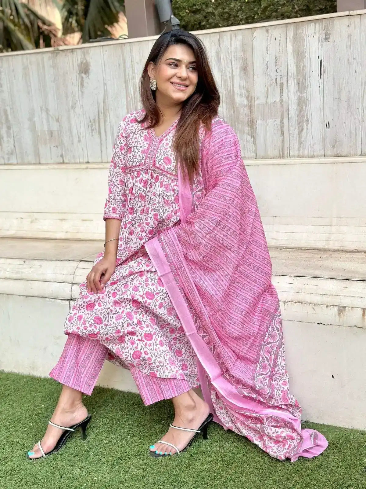 Poonam's Blush Pink Kalamkari Nyra Suit Set