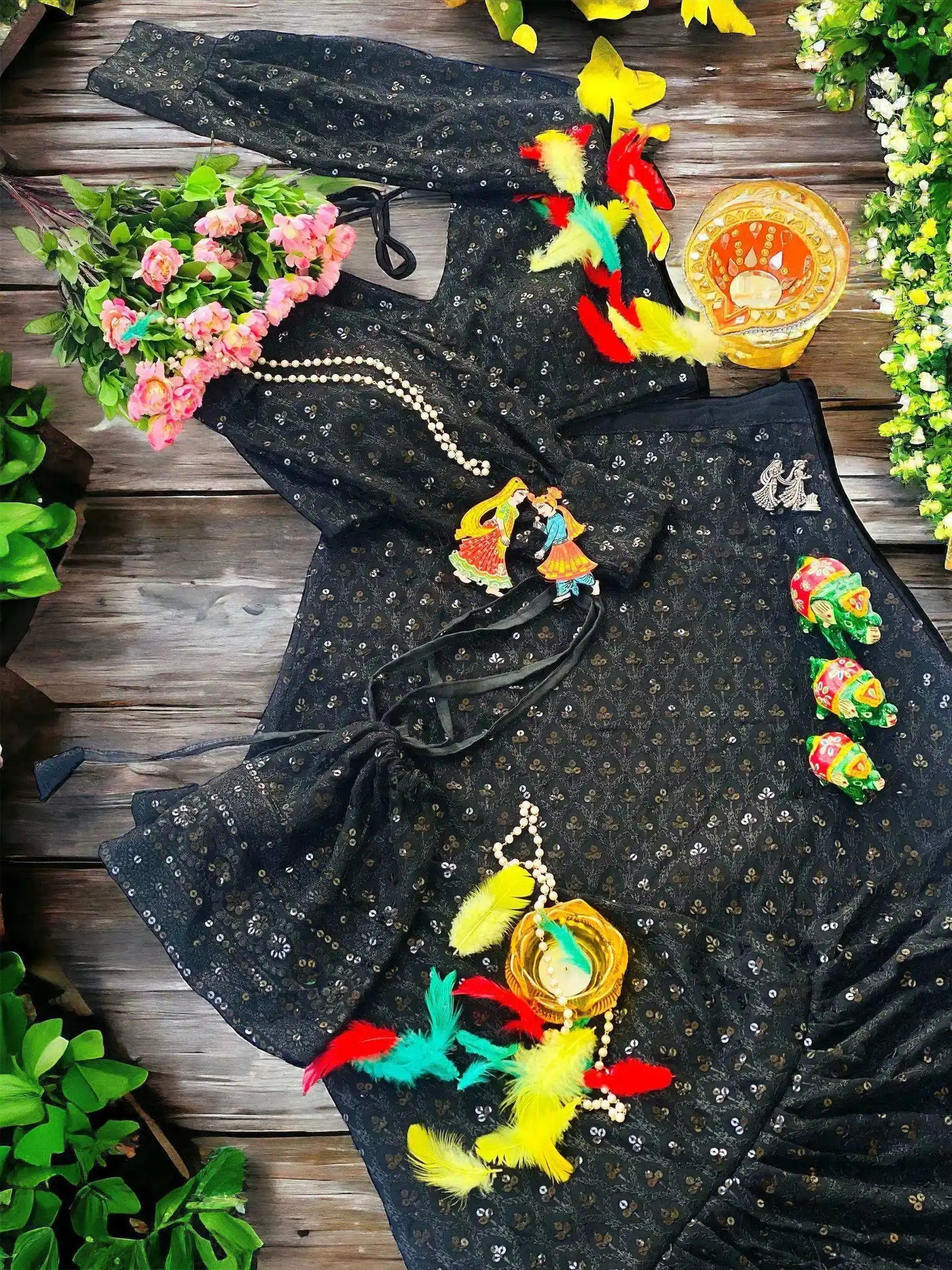 Gloomy Black Gulnaz Skirt Ensemble
