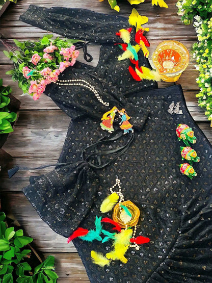Gloomy Black Gulnaz Skirt Ensemble