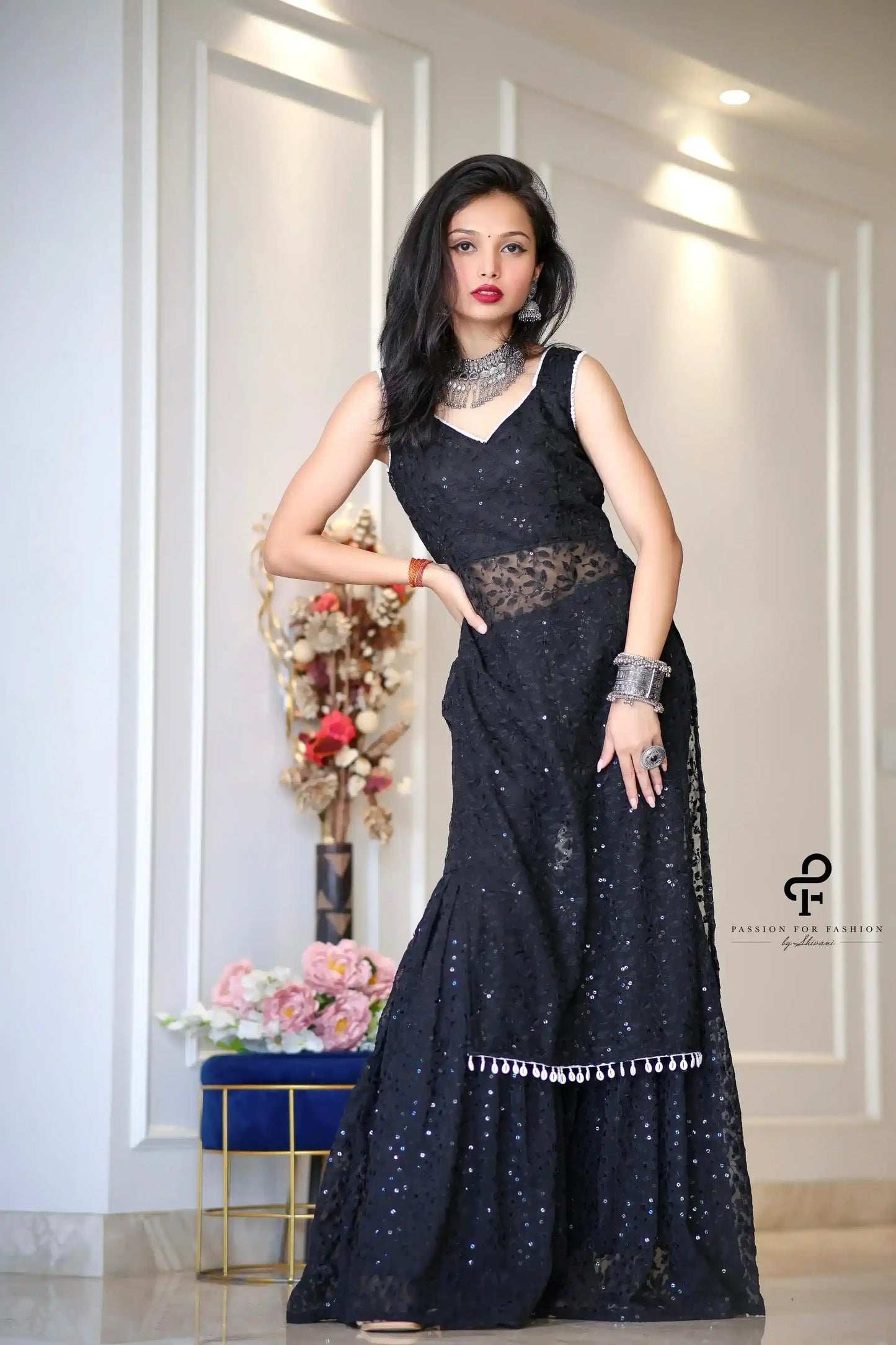 Sooty Black Embroidered Gulnaz Kurta