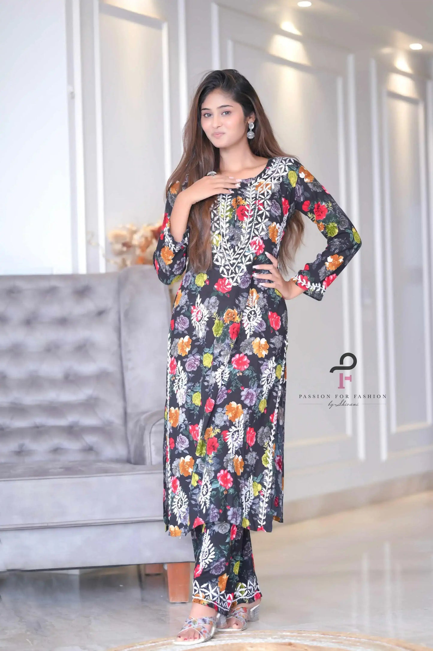 Classic Black Nazakat Chikan Noor Set