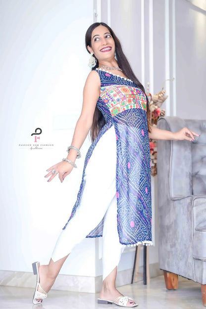 Dazzle Blue Bandhej Gulnaz Kurta