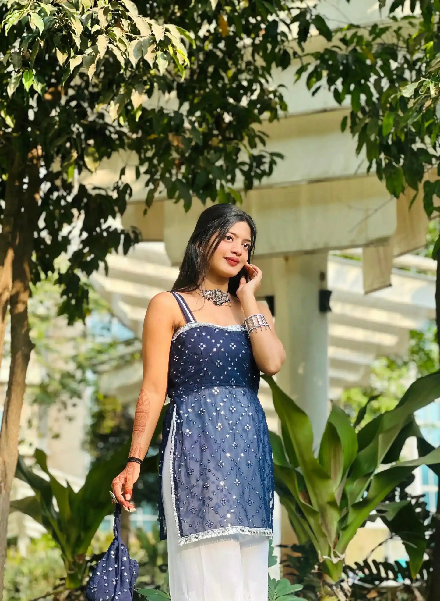 Blink Blue Embroidered Gulnaz Kurta