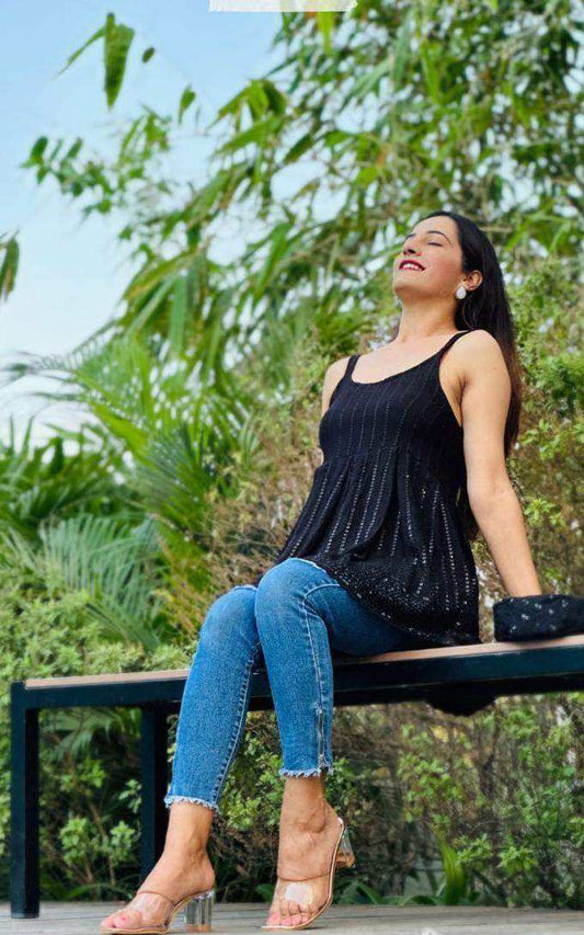 Signature Black Denim Gulnaz Peplum