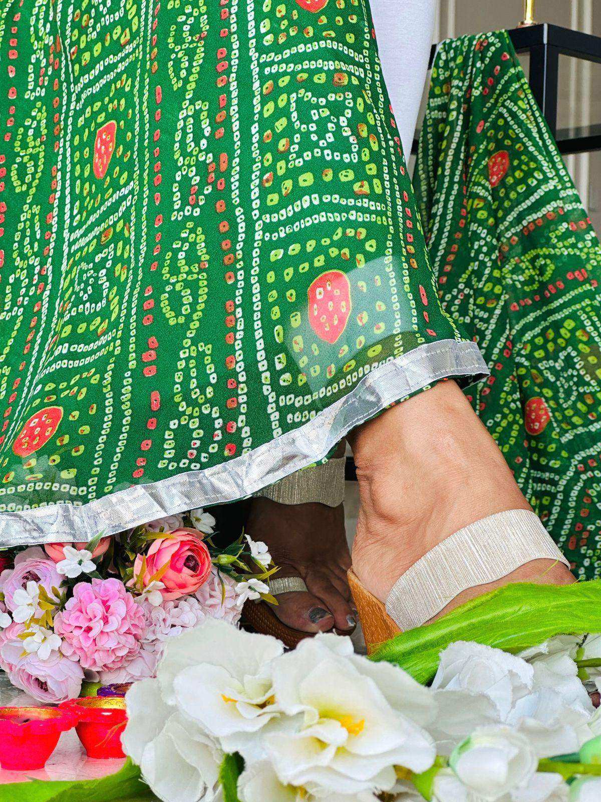 Emerald Green Bandhej Gulnaz Ensemble