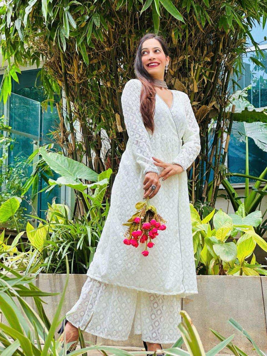 Whimsical Cream Angrakha Gulnaz Kurta Set