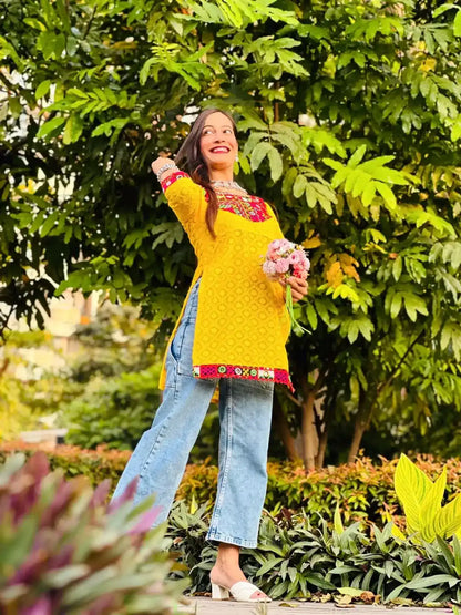 Marigold Yellow Gamti Gulnaz Kurta