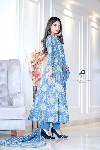 Sparkling Blue Meher Anarkali Suit Set