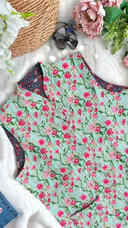 Green Floral Jaipuri Jacket