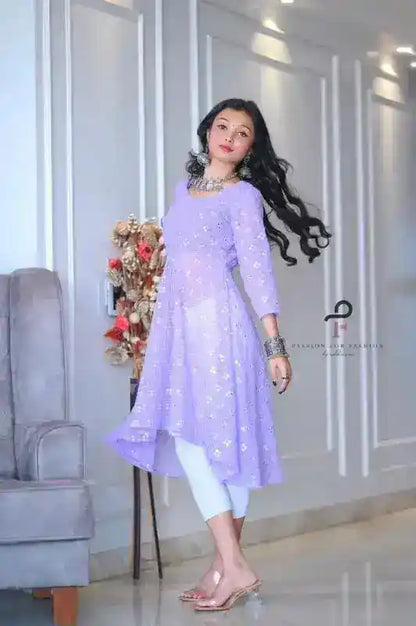 Daisy Lilac Mirror Gulnaz Kurta