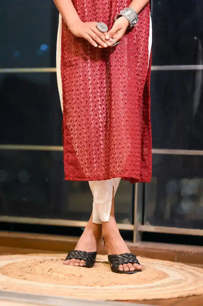 Nakhra Maroon Gulnaz Embroidered Kurta