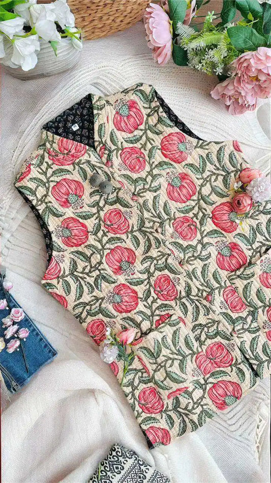 Kalamkari Cream Jaipuri Jacket