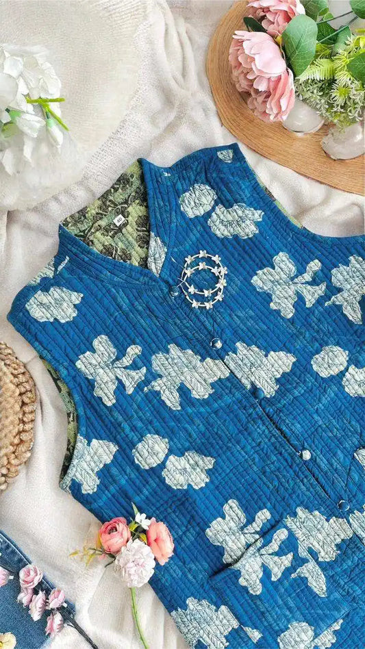 Blue Floral Jaipuri Jacket