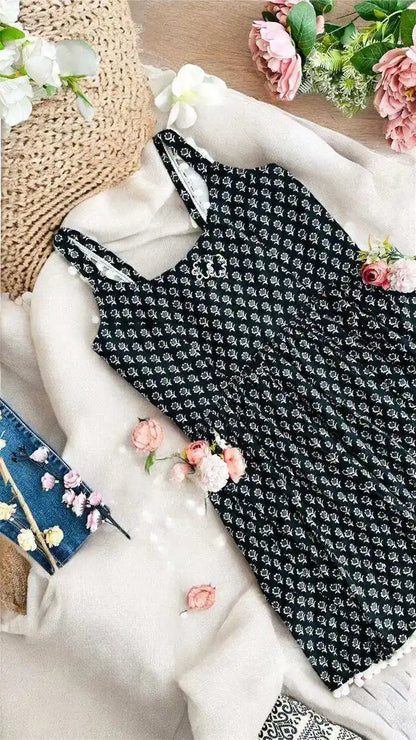 Block Black Hand Printed Peplum