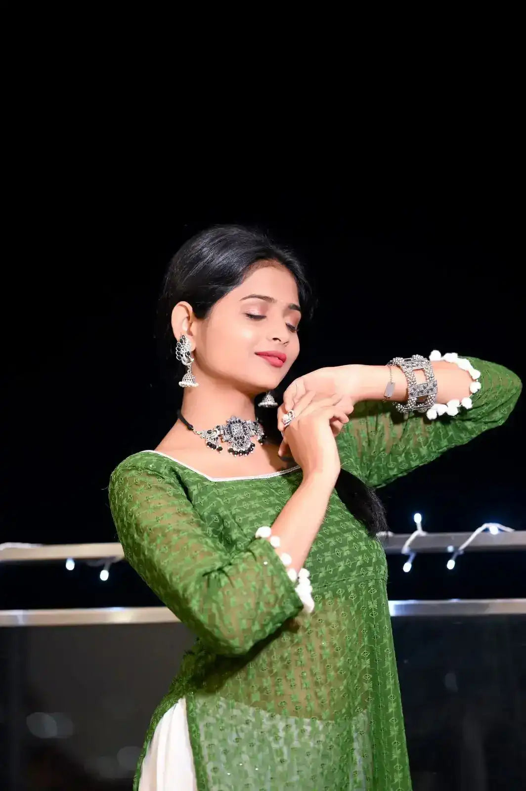 Emerald Green Gulnaz Embroidered Kurta
