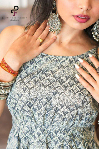 Pearl Grey Backless Gulnaz Kurta