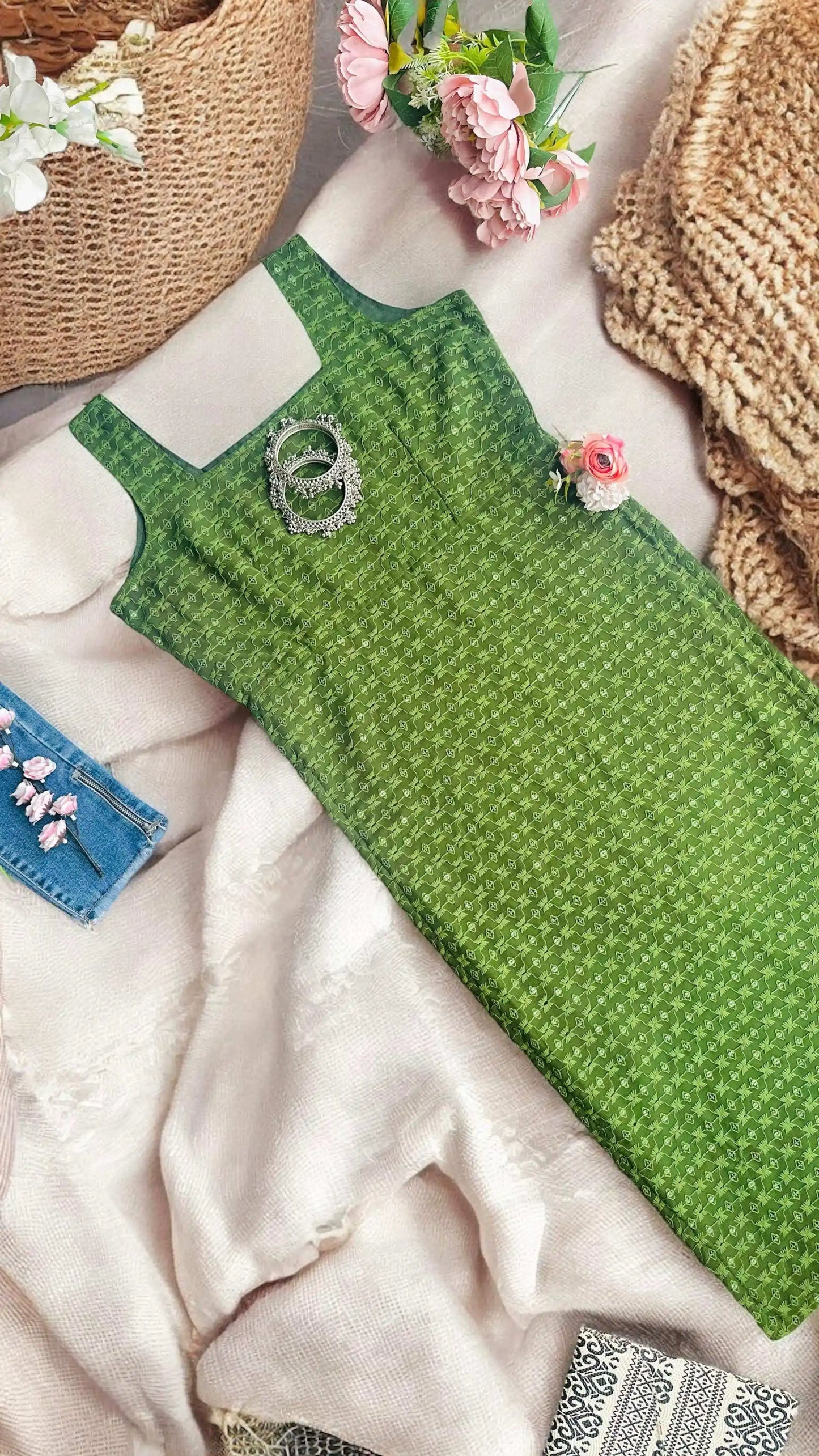 Lawn Green Gulnaz Embroidered Kurta