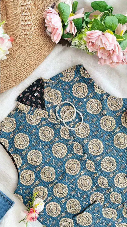 Kalamkari Blue Jaipuri Jacket