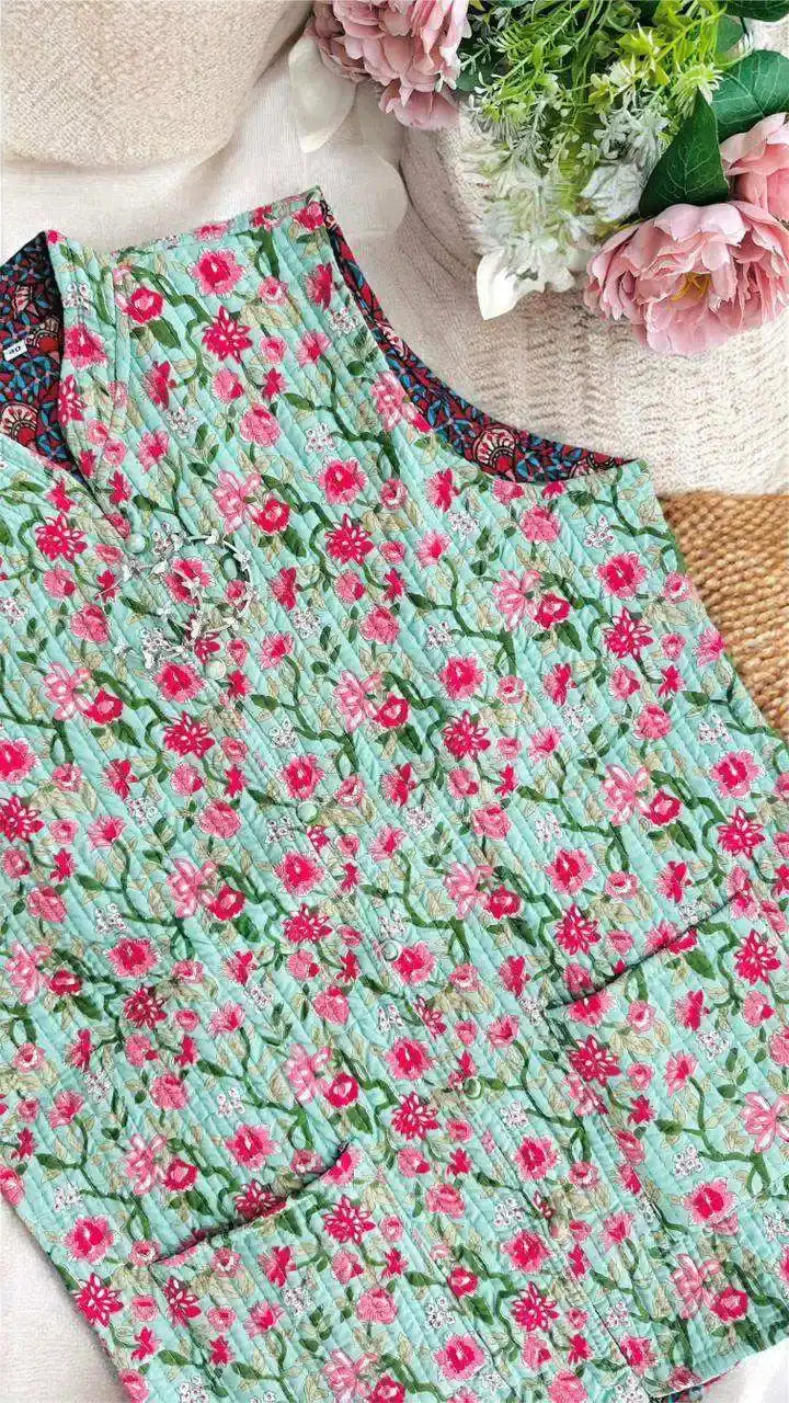 Green Floral Jaipuri Jacket