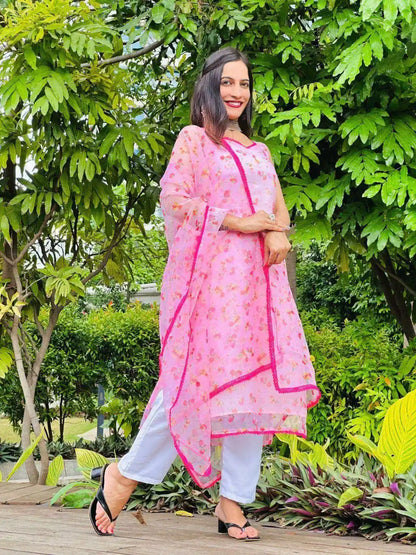 Pink Blush Organza Gulnaz Kurta
