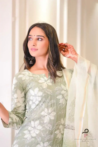 Blush Green Katha Work Meher Suit Set
