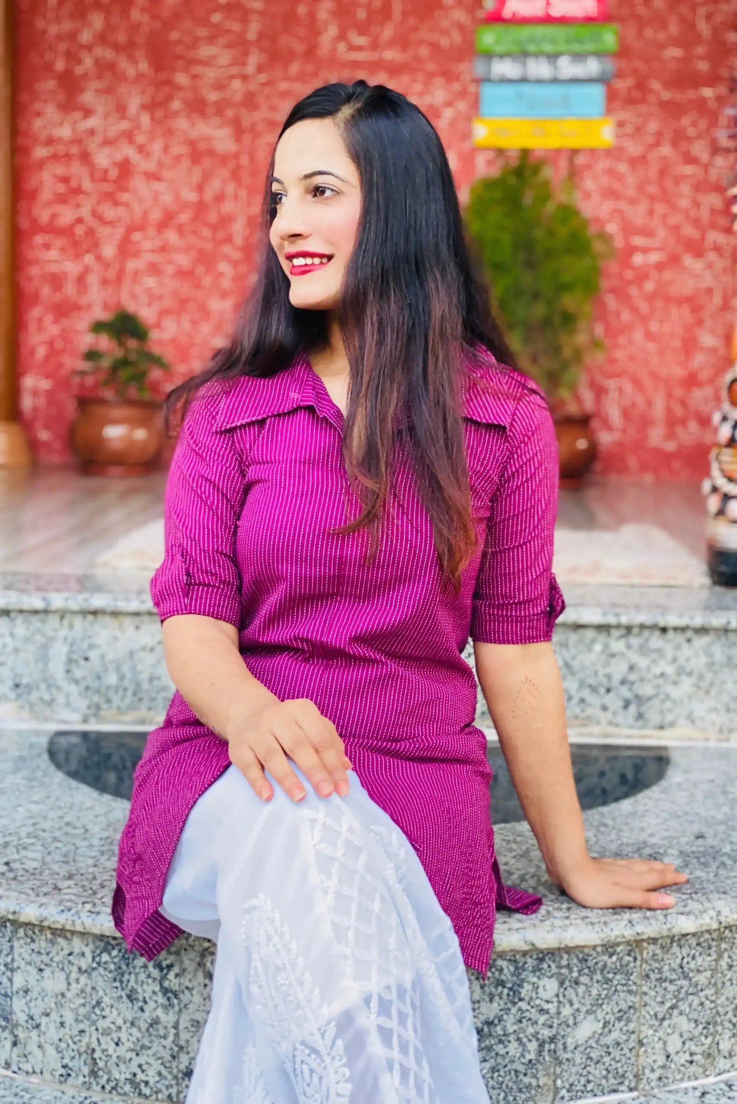 Purple Bliss Collar Rangriti Kurta