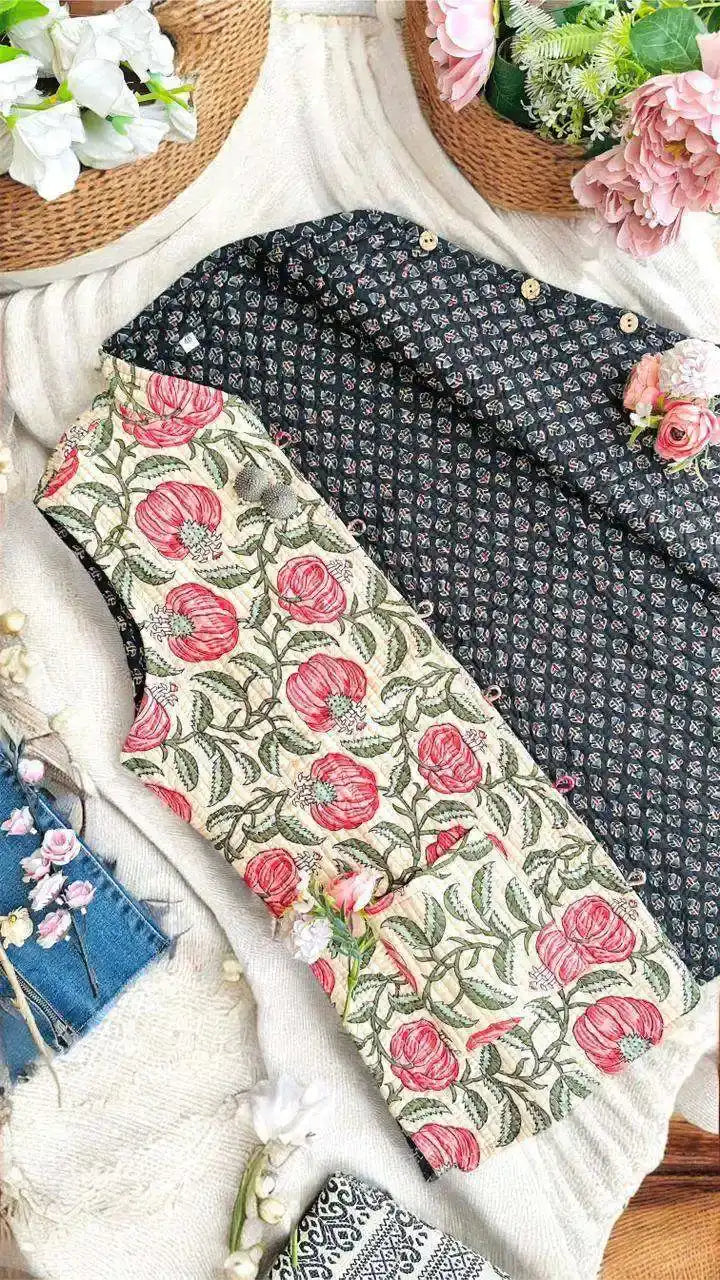 Kalamkari Cream Jaipuri Jacket