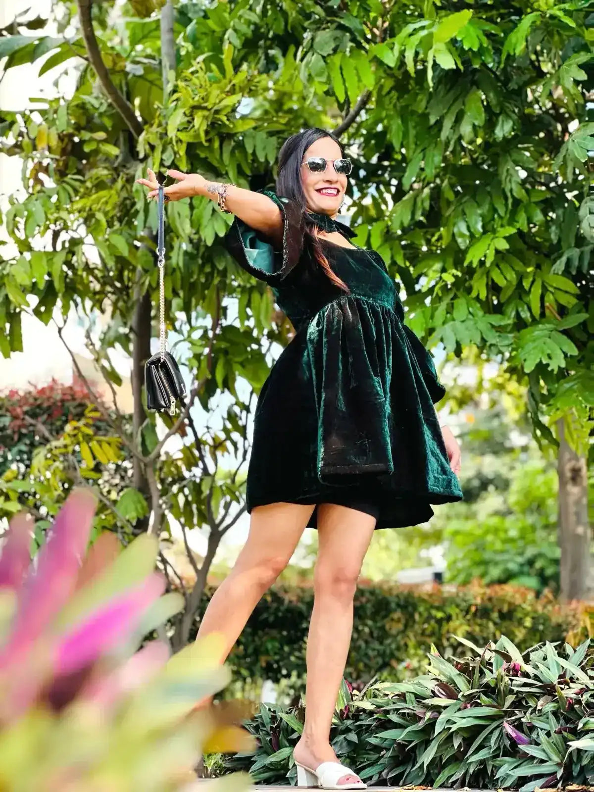 Spring Green Collar Mini Dress