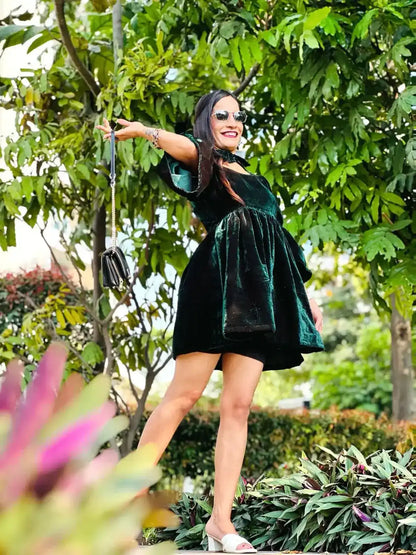 Spring Green Collar Mini Dress
