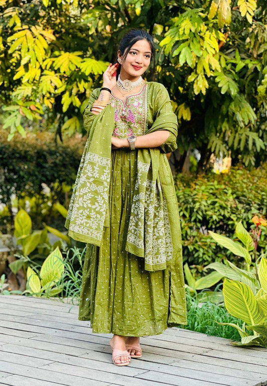 Green Embroidered Meher Suit Set
