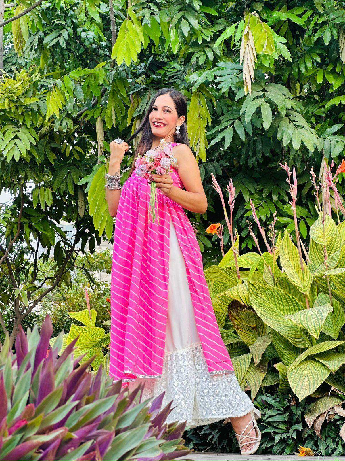 Blush Pink Lehriya Nyra Gulnaz Kurta