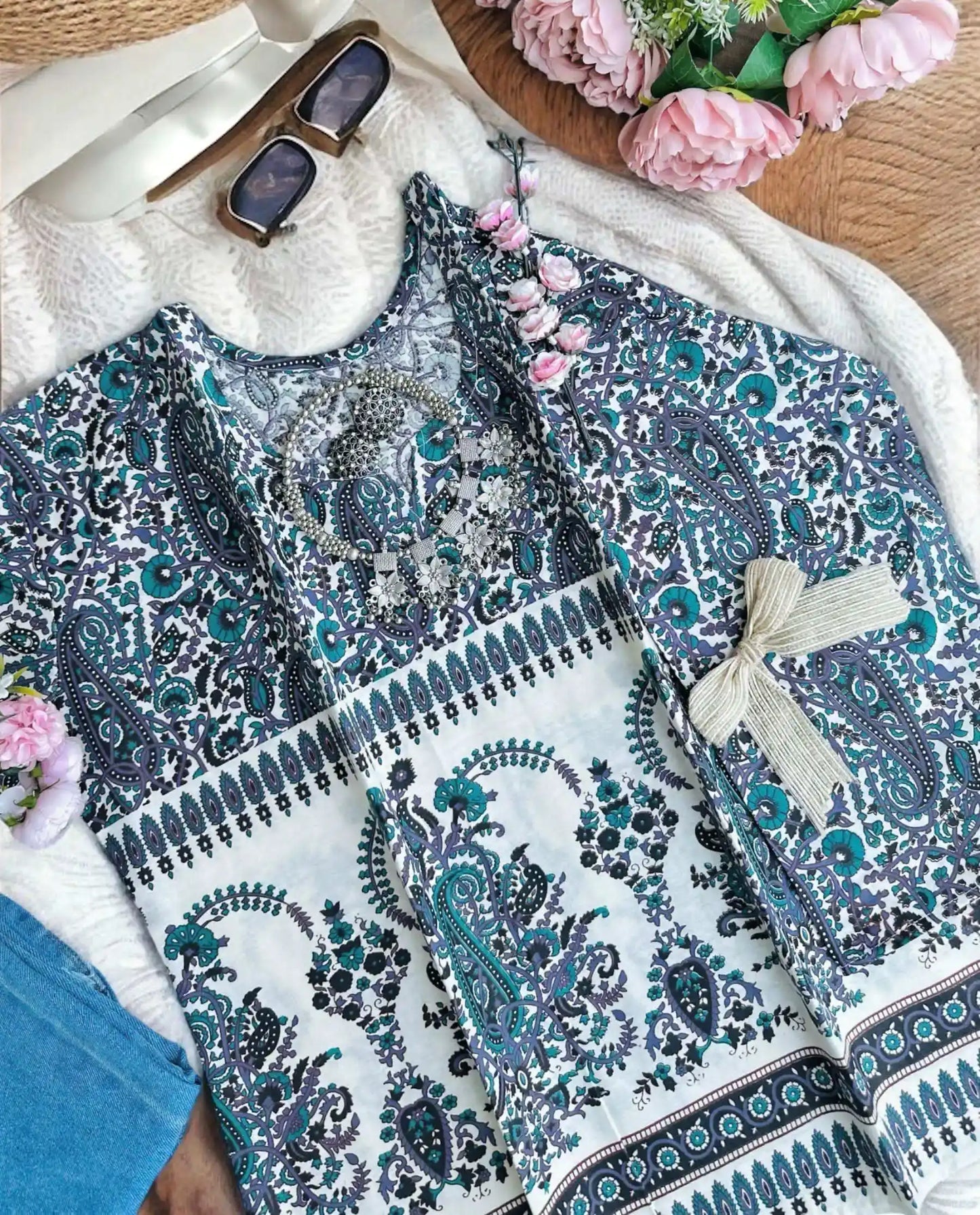 Grey Kairi Rangriti Short Kurta