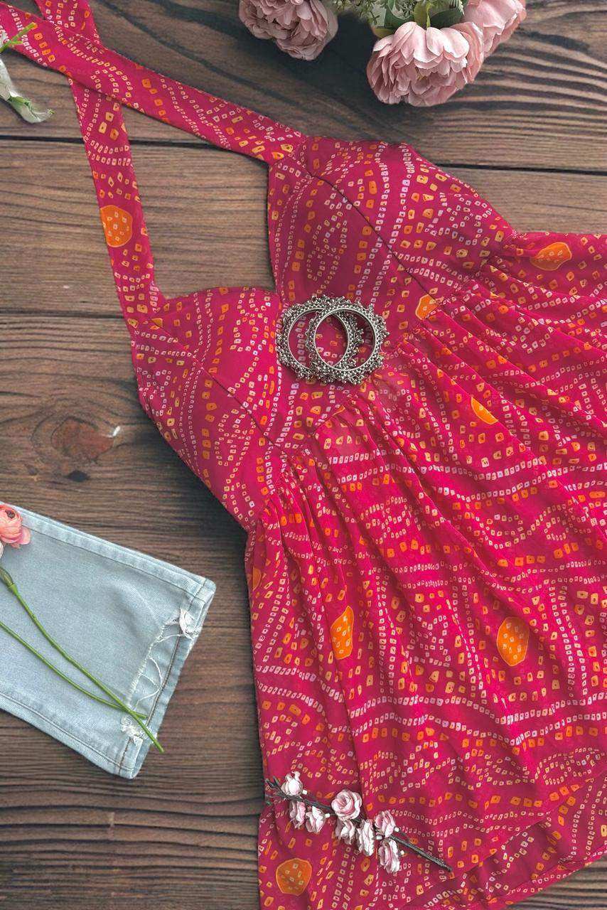 Naveli’s Pink Bandhej Peplum Top