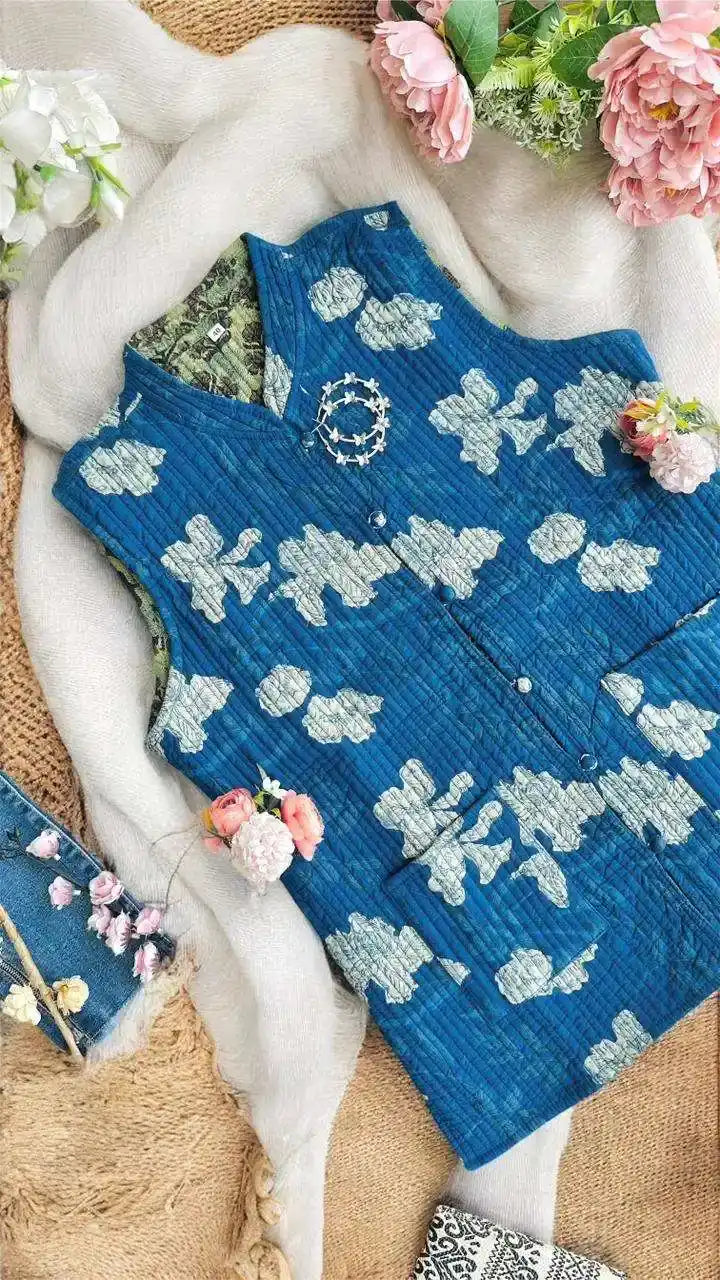 Blue Floral Jaipuri Jacket