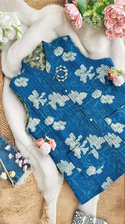 Blue Floral Jaipuri Jacket