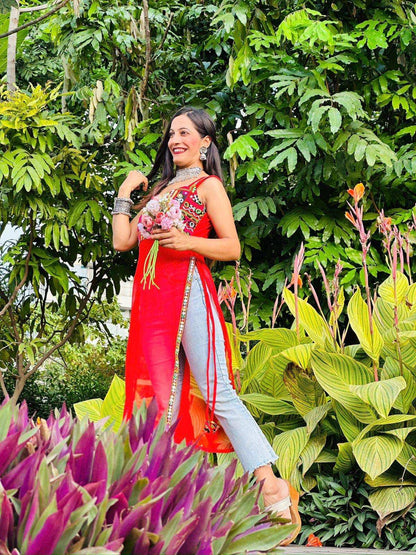 Hot Red Dori Gamti Gulnaz Kurta